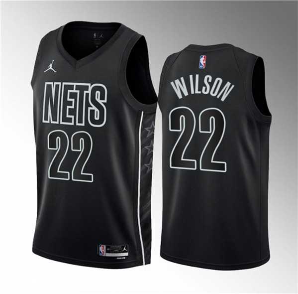 Mens Brooklyn Nets #22 Jalen Wilson Black 2023 Draft Statement Edition Stitched Basketball Jersey Dzhi->brooklyn nets->NBA Jersey